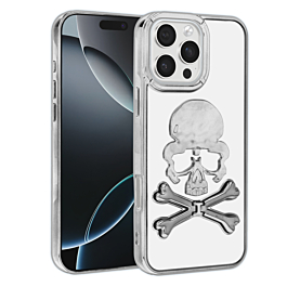 Transparent Skull Design Case - SILVER for iPhone 16 Pro / 17 (Only Ground Shipping)