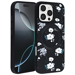 Flower Design Wireless Charging Case - BLACK for iPhone 16 Pro / 17 (Only Ground Shipping)