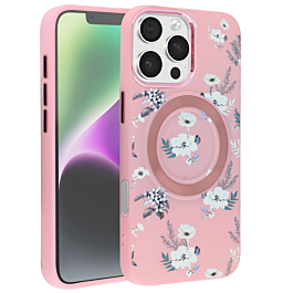 Flower Design Wireless Charging Case - PINK for iPhone 16 Pro / 17 (Only Ground Shipping)