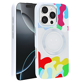 Happy Face Wireless Charging Case - WHITE for iPhone 16 Pro / 17 (Only Ground Shipping)