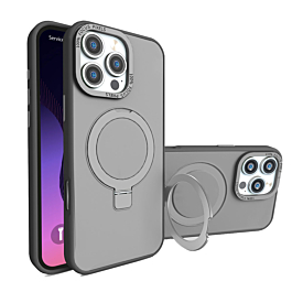Carbon Wireless Charging Case with Ring Stand - BLACK for iPhone 16 Pro (Only Ground Shipping)