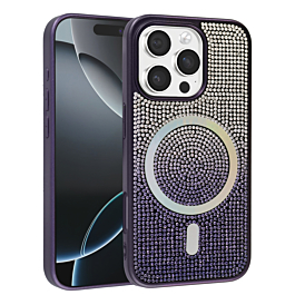 Wireless Charging Bling Diamond Crystal Case - PURPLE for iPhone 16 Pro (Only Ground Shipping)