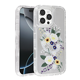 Flower Design Transparent Case with Wireless Charger - Style 3 for iPhone 16 Pro (Only Ground Shipping)