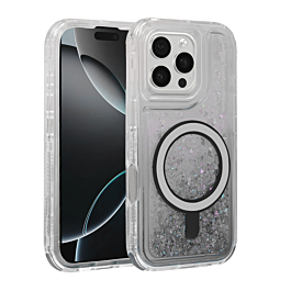 Wireless Charging Protective Glitter Liquid Bumper Case - BLACK for iPhone 16 Pro (Only Ground Shipping)