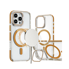 Thin Magnetic Clear Case with Camera Stand Kickstand - DESERT GOLD for iPhone 16 Pro (Only Ground Shipping)