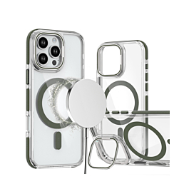 Thin Magnetic Clear Case with Camera Stand Kickstand - GRAY for iPhone 16 Pro (Only Ground Shipping)