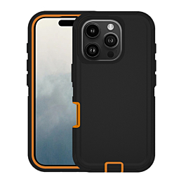 Heavy Duty Case for iPhone 16 Pro (BLACK & ORANGE) (Only Ground Shipping)