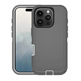 Heavy Duty Case for iPhone 16 Pro Max (DARK GRAY & WHITE) (Only Ground Shipping)