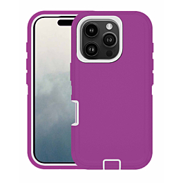 Heavy Duty Case for iPhone 16 Pro Max (HOT PINK & WHITE) (Only Ground Shipping)
