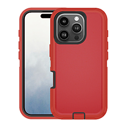 Heavy Duty Case for iPhone 16 Pro Max (RED & BLACK) (Only Ground Shipping)