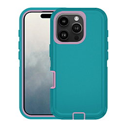 Heavy Duty Case for iPhone 16 Pro Max (LIGHTTEAL & PINK) (Only Ground Shipping)