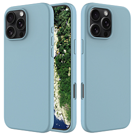 iPhone 16 Pro Soft Solid Silicone Case (Full Buttom Cover) - LIGHT BLUE (Only Ground Shipping)
