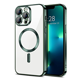 Shiny Wireless Charging Clear Case - DARK GREEN for iPhone 16 Pro Max (Only Ground Shipping)