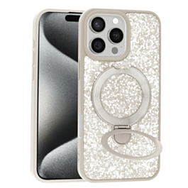 Sparkle Luxury Slim Case with Magnetic Kickstand for iPhone 16 Pro Max (WHITE) (Only Ground Shipping)
