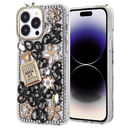 Crystal Flower Silicone Hard Case - BLACK for iPhone 16 Pro Max (Only Ground Shipping)