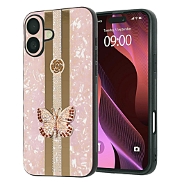 Luxury Diamond Shiny Cases with Butterfly Design - GOLD for iPhone 17 (Only Ground Shipping)