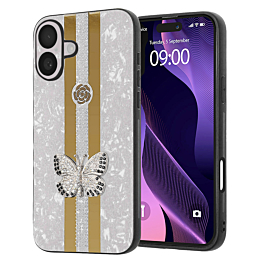 Luxury Diamond Shiny Cases with Butterfly Design - WHITE for iPhone 17 (Only Ground Shipping)