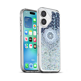 Liquid Quicksand Glitter Cover Case - ETHNIC FLOWERS for iPhone 17 (Only Ground Shipping)