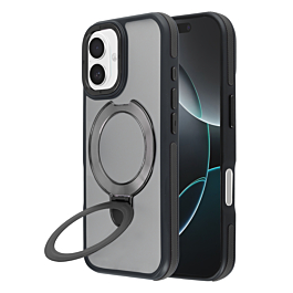 Matte Transparent Case with Wireless Charging Kickstand - BLACK for iPhone 17 (Only Ground Shipping)