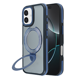 Matte Transparent Case with Wireless Charging Kickstand - BLUE for iPhone 17 (Only Ground Shipping)