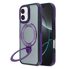 Matte Transparent Case with Wireless Charging Kickstand - PURPLE for iPhone 17 (Only Ground Shipping)