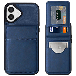 Leather Wallet Case with Kickstand - BLUE for iPhone 17 (Only Ground Shipping)