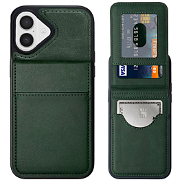 Leather Wallet Case with Kickstand - GREEN for iPhone 17 (Only Ground Shipping)