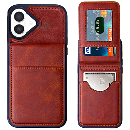Leather Wallet Case with Kickstand - RED for iPhone 17 (Only Ground Shipping)