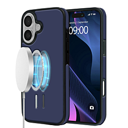 Full Cover Leather Design Wireless Charging Case - DARK BLUE for iPhone 17 (Only Ground Shipping)