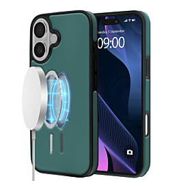 Full Cover Leather Design Wireless Charging Case - DARK GREEN for iPhone 17 (Only Ground Shipping)