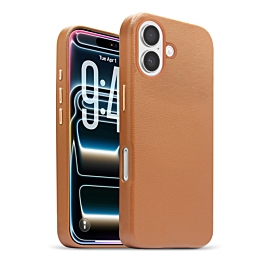 New Leather Case with Wireless Charger - DARK ORANGE for iPhone 17 (Only Ground Shipping)