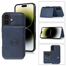 Leather Pocket Wallet Case - BLUE for iPhone 17 (Only Ground Shipping)