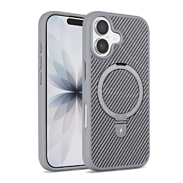 Magnetic Kickstand Case with Carbon Fiber -BROWN for iPhone 17 (Only Ground Shipping)