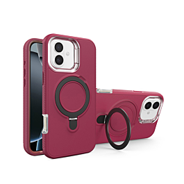 Support Heavy Duty Case with Wireless Charging Kickstand - MAROON for iPhone 17 (Only Ground Shipping)