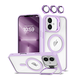 Thin Magnetic Clear Case with Camera Stand & Camera Cover - LIGHT PURPLE for iPhone 17 (Only Ground Shipping)
