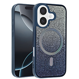 Wireless Charging Bling Diamond Crystal Case - BLUE for iPhone 17 (Only Ground Shipping)