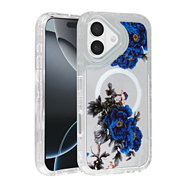 Flower Design Transparent Case with Wireless Charger - Style 2 for iPhone 17 (Only Ground Shipping)