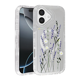 Flower Design Transparent Case with Wireless Charger - Style 4 for iPhone 17 (Only Ground Shipping)