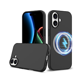 Soft Solid Silicone Case with Wireless Charging - BLACK for iPhone 17 (Only Ground Shipping)