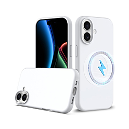 Soft Solid Silicone Case with Wireless Charging - WHITE for iPhone 17 (Only Ground Shipping)