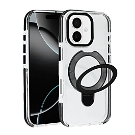 Transparent Case with Wireless Charging Kickstand - BLACK for iPhone 17 (Only Ground Shipping)