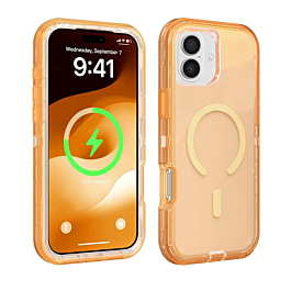 Wireless Charging Transparent Shockproof Case - ORANGE for iPhone 17 (Only Ground Shipping)