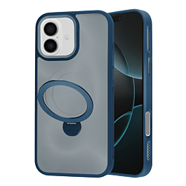 Luxury Matte Hard Magnetic Ring Holder Case - BLUE for iPhone 17 (Only Ground Shipping)