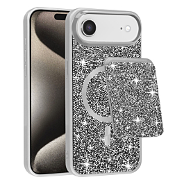 Magnetic Diamond Dual Layer Protection Case with Magnetic Card Slot- SILVER for iPhone Air (Only Ground Shipping)
