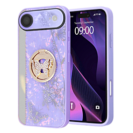 Luxury Diamond Shiny Cases with Butterfly Ring - PURPLE for iPhone 17 Pro (Only Ground Shipping)