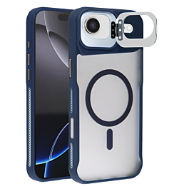 Matte Transparent Camera Stand Case with Wireless Charging for iPhone Air (BLUE) (Only Ground Shipping)