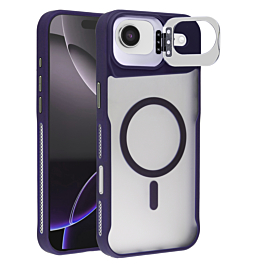 Matte Transparent Camera Stand Case with Wireless Charging for iPhone Air (PURPLE) (Only Ground Shipping)