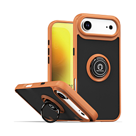 Hard PC Rear / Soft TPU Colorful Border Case with I-ring Holder - ORANGE for iPhone AIR (Only Ground Shipping)