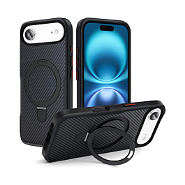 Carbon Fiber Magnetic Kickstand Case - BLACK for iPhone Air (Only Ground Shipping)