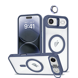 Thin Magnetic Clear Case with Camera Stand & Camera Cover - DARK BLUE for iPhone Air (Only Ground Shipping)